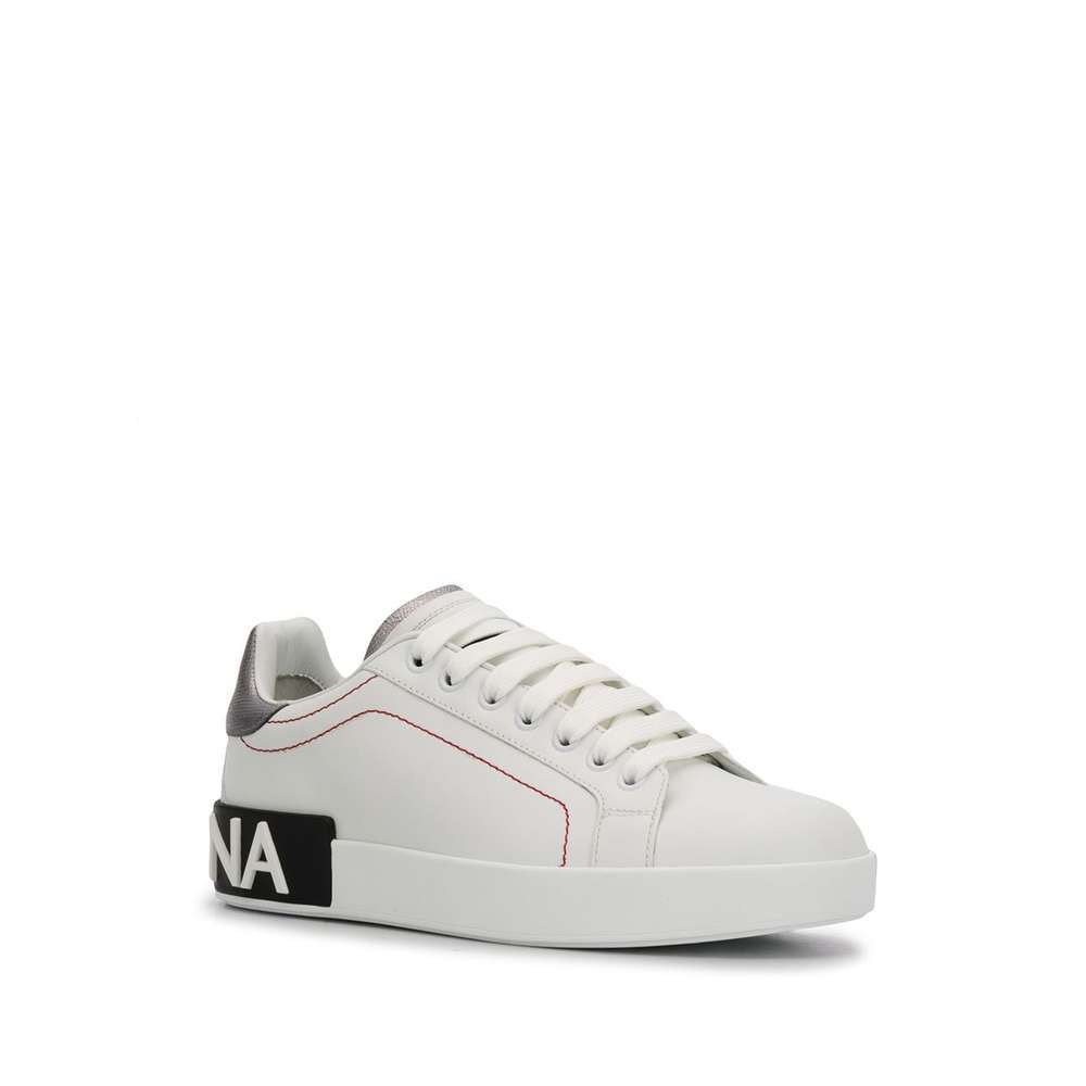 Dolce & Gabbana Leather Classic Low Top Sneakers Women's Shoes In White