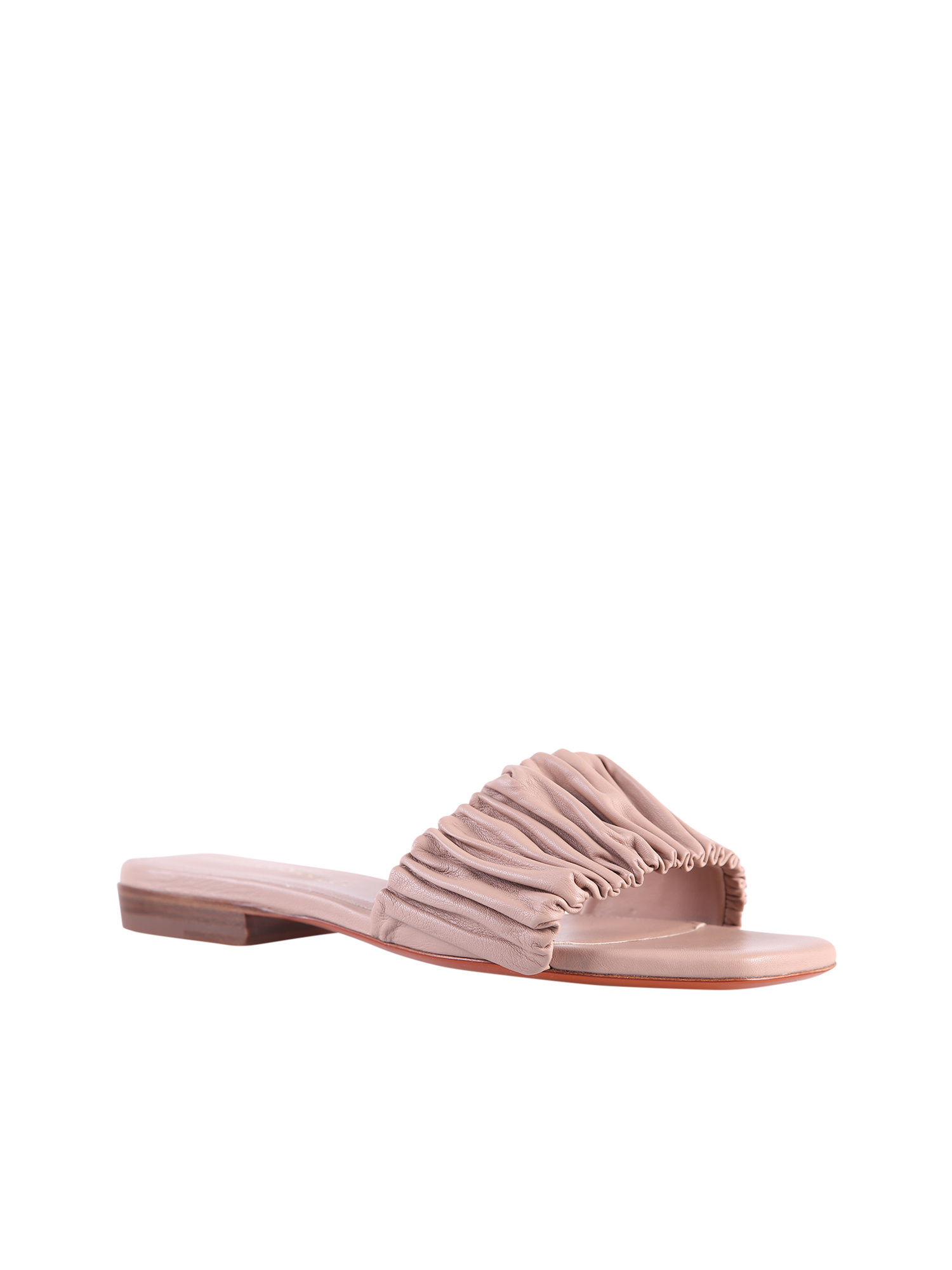 Santoni Allonge Leather Slide Sandal In Nude