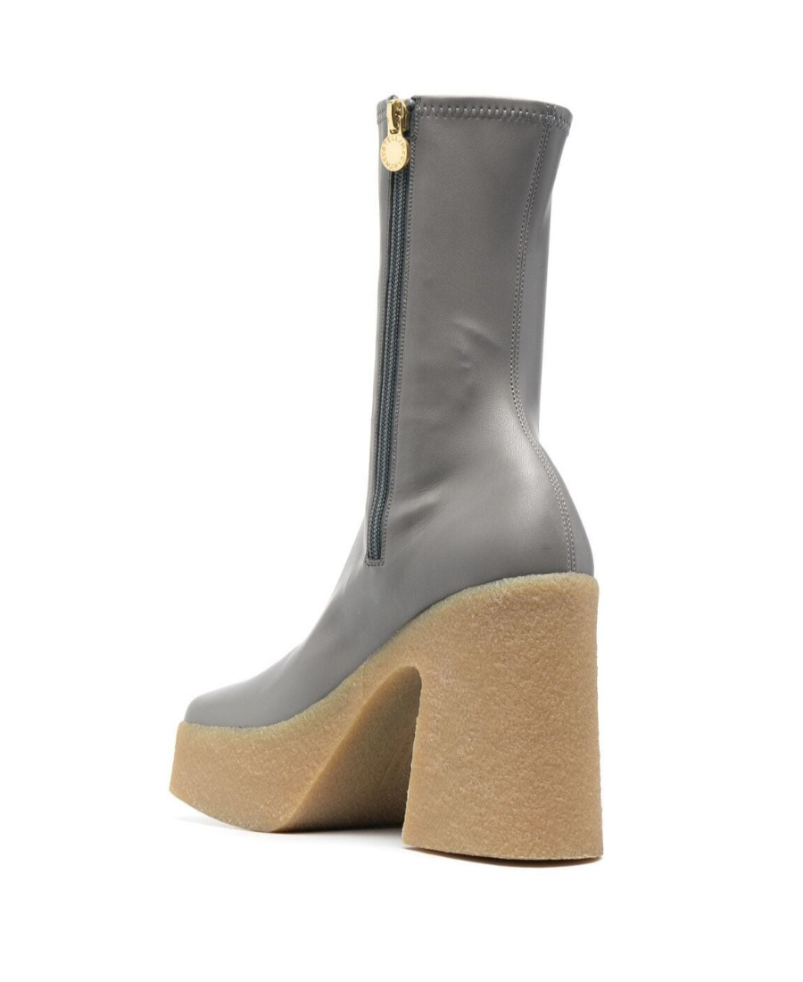 Stella Mccartney Skyla Platform Vegan-leather Ankle Boots In Gray