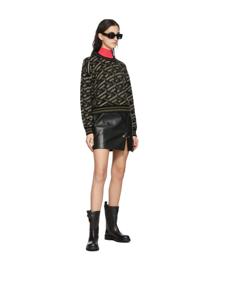 Versace Black Safety Pin Boots In Black