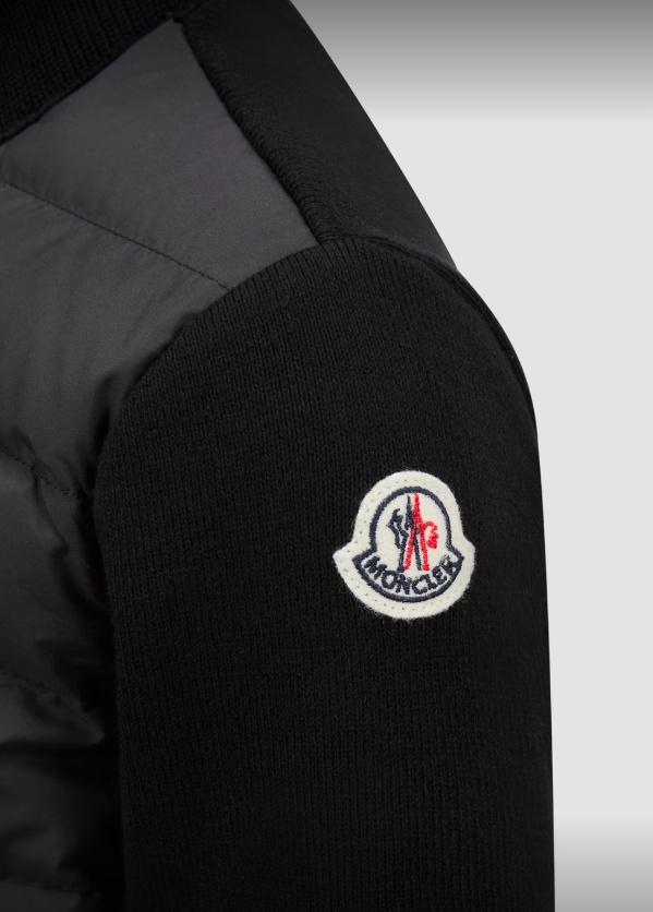 Moncler Padded Cotton Zipper Cardigan In Black