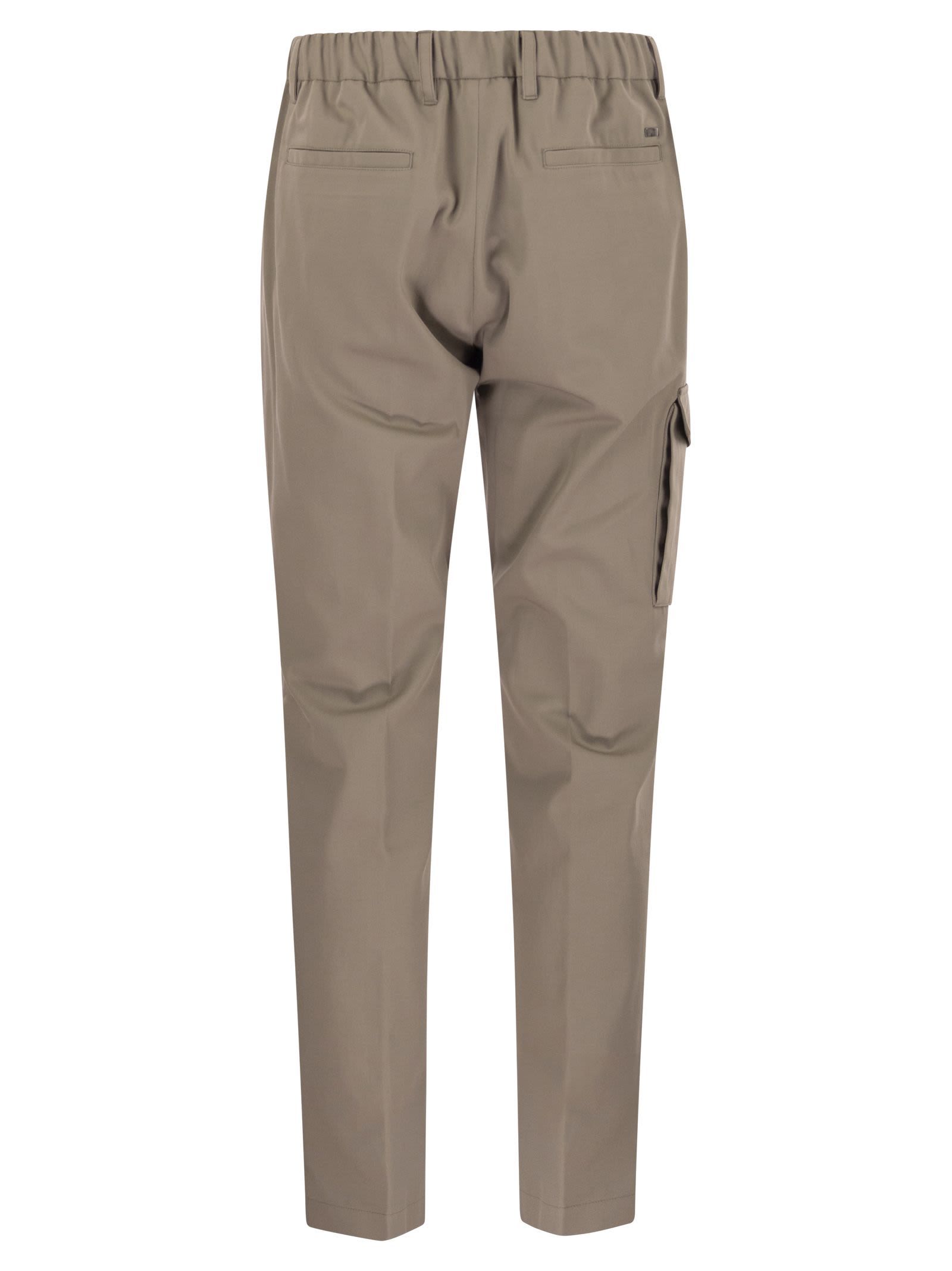 Herno Men Pure Cotton Resort Cargo Trousers In Brown