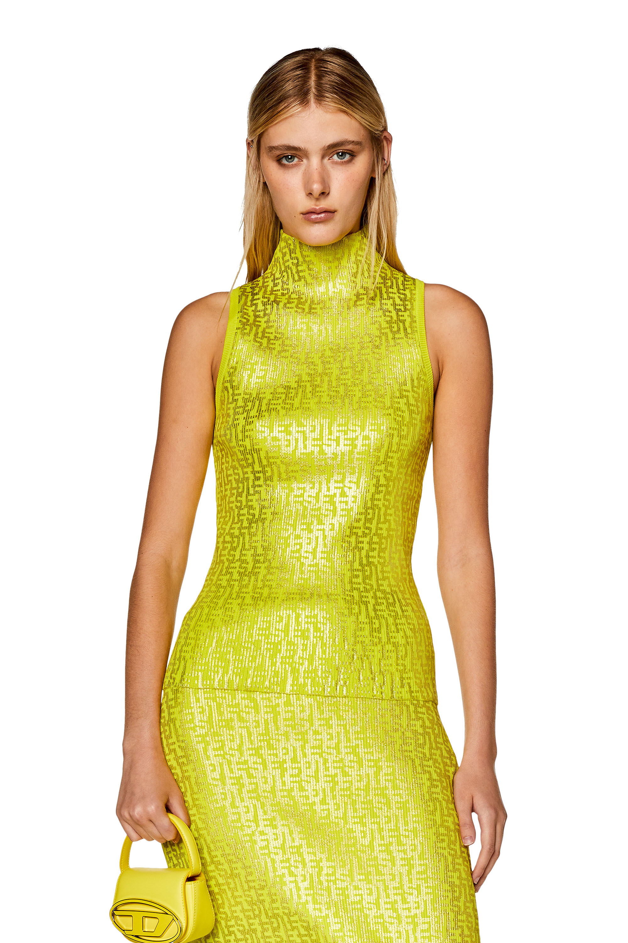 Diesel Monogram-print Cotton Tank Top In Yellow