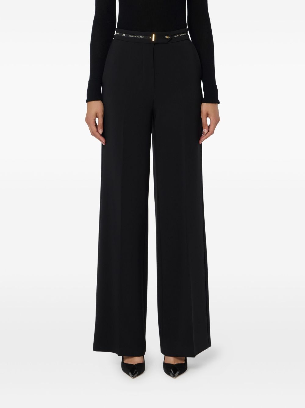 Elisabetta Franchi Trousers Straight Leg Pockets Belt Loops In Black