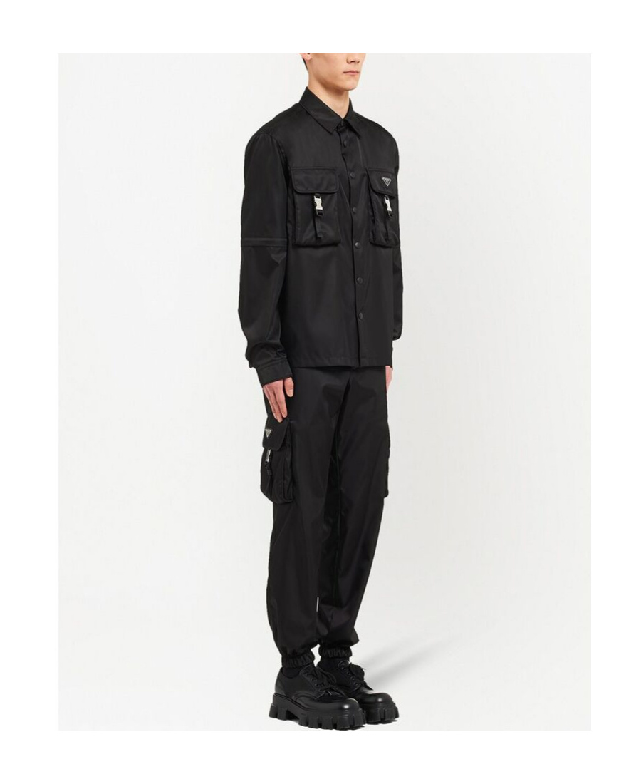Prada Pockets-detail Re-nylon Shirt In Black