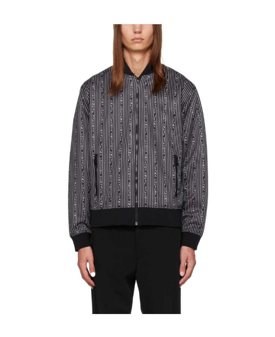 Versace Jeans Long-sleeved Vertical Casual Jacket In Black