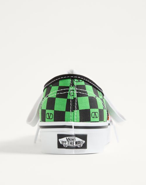 Valentino Garavani And Vans Low-top Fabric Trainer With Vlogo Checkerboard Print And Tropical Leaves In Black