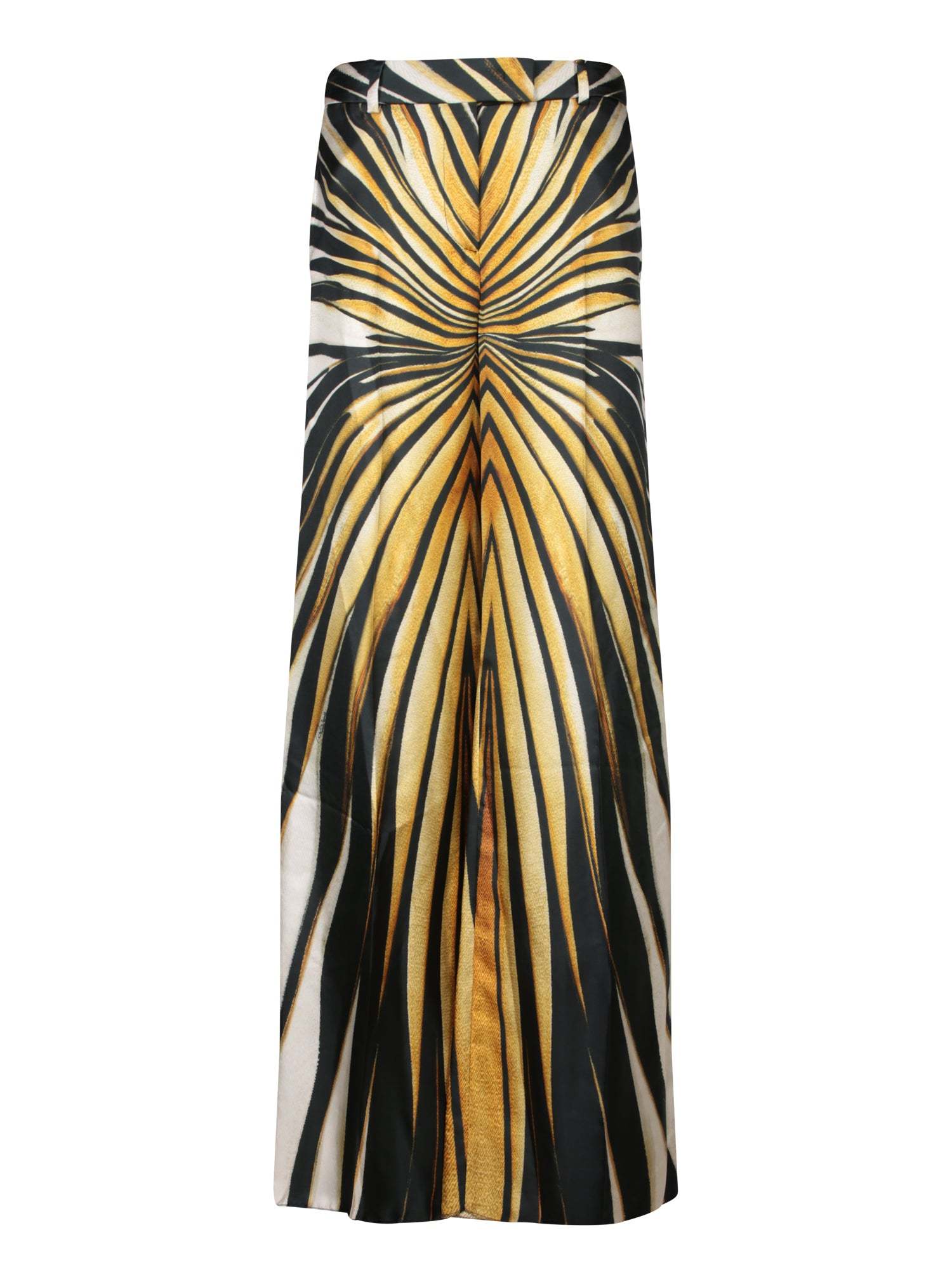 Roberto Cavalli Ray Of Gold Print Palazzo Pants In Black