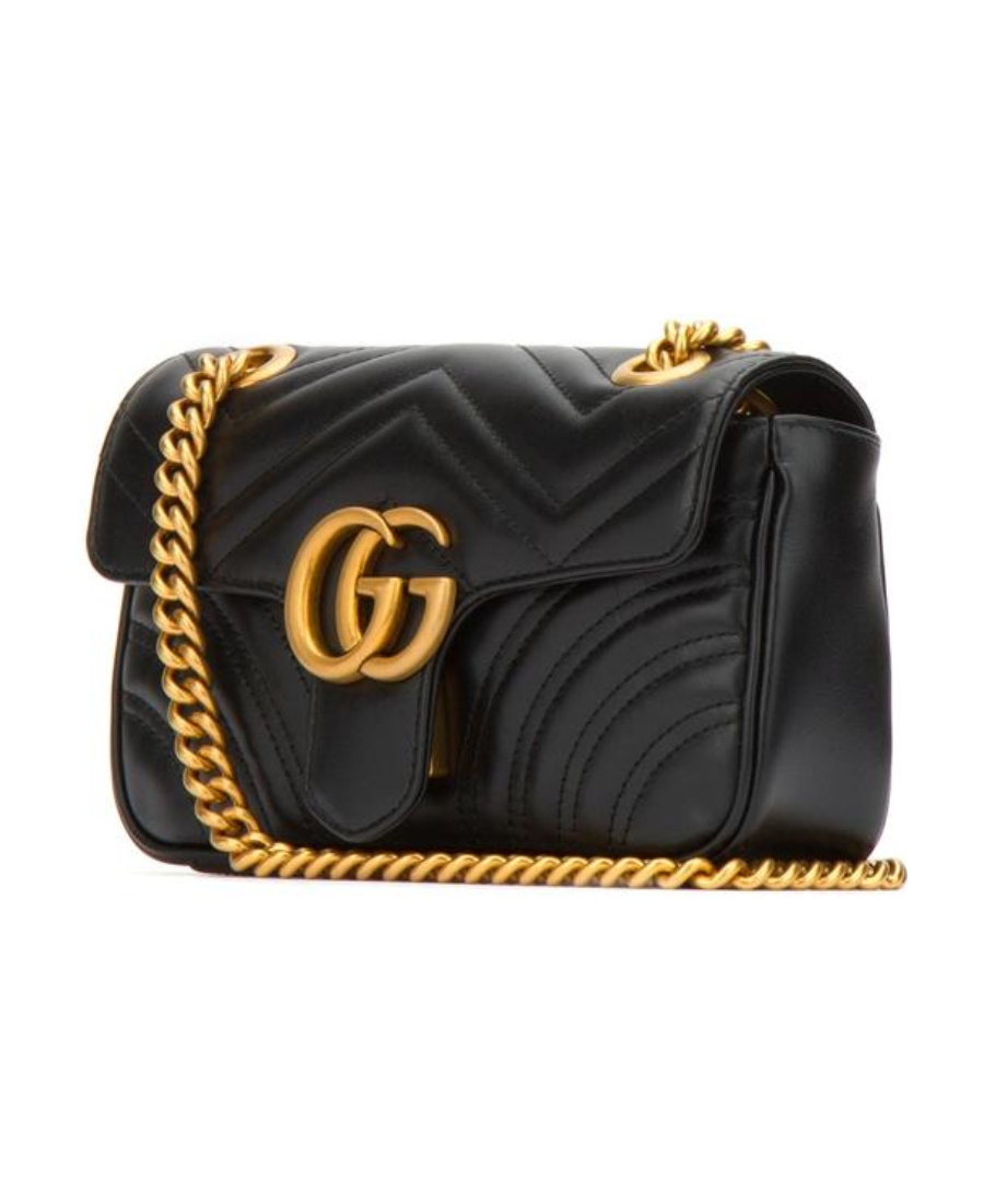 Gucci Mini Gg Marmont Quilted Leather Shoulder Bag In Black