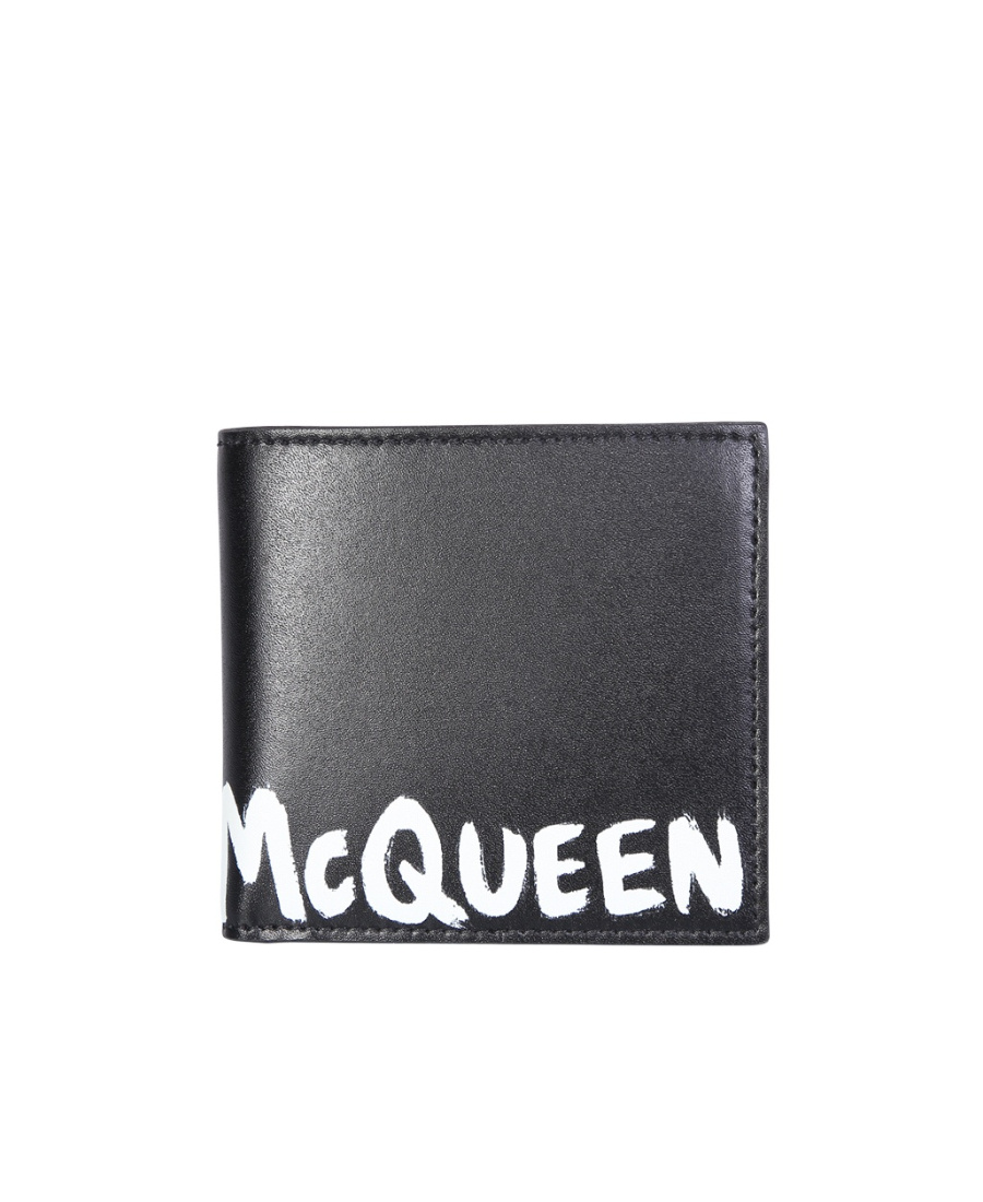 Alexander Mcqueen Logo Printed Bi-fold Wallet In Black