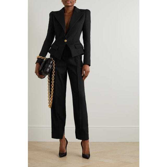 Balmain Cotton-blend Single-breasted Blazer In Black