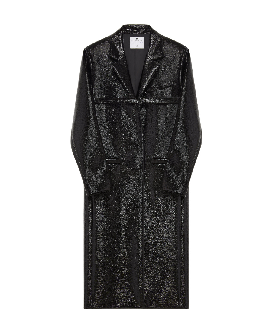 Courrèges Vinyl Mid-length Trench Coat In Black
