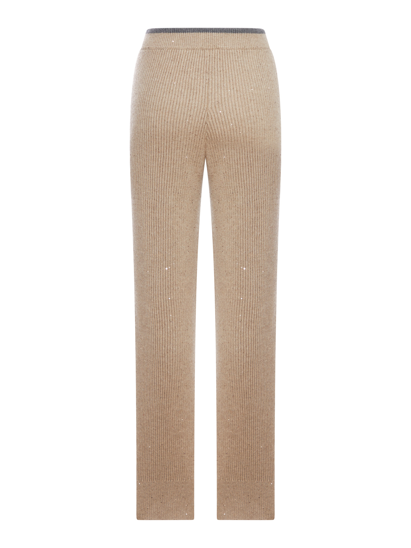 Brunello Cucinelli Ribbed-knit Embellished Trousers In Brown