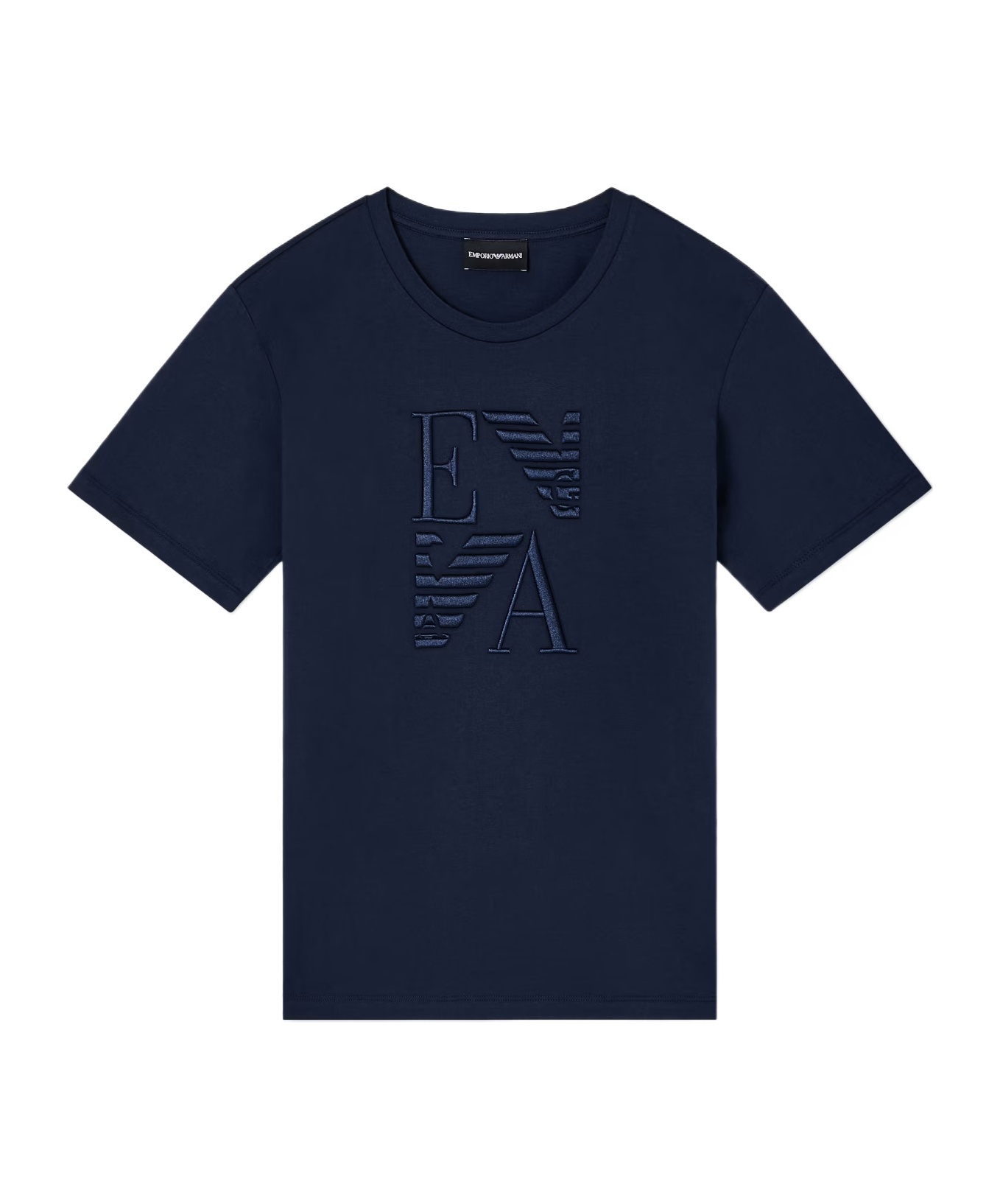 Emporio Armani Asv Winter Urbanism Capsule Collection Organic-jersey T-shirt With Logo Embroidery In Blue