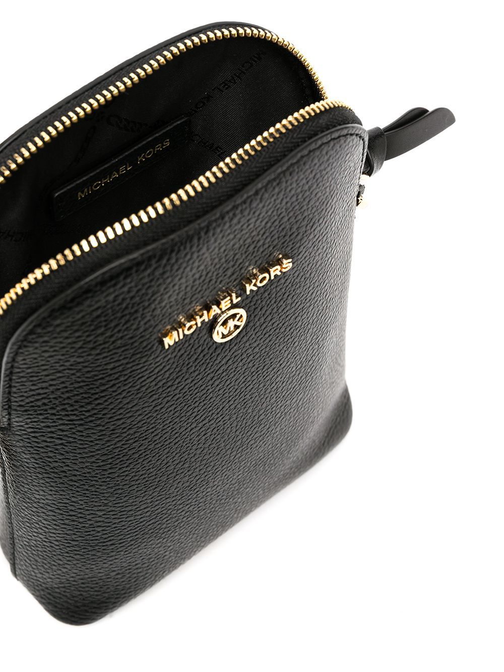 Michael Kors Michael  Jet Set Charm North South Chain Leather Phone Crossbody In Black