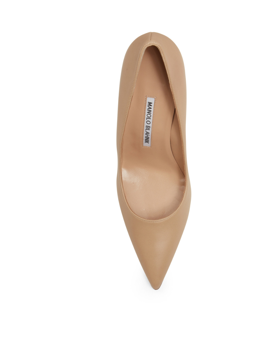 Manolo Blahnik Logo High Heels In Nude