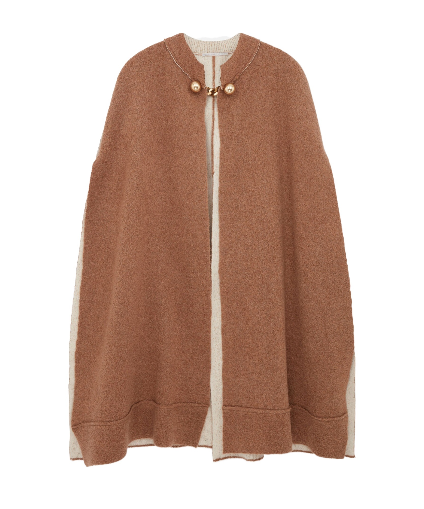 Stella Mccartney Bauble-clasp Bouclé Cape In Brown