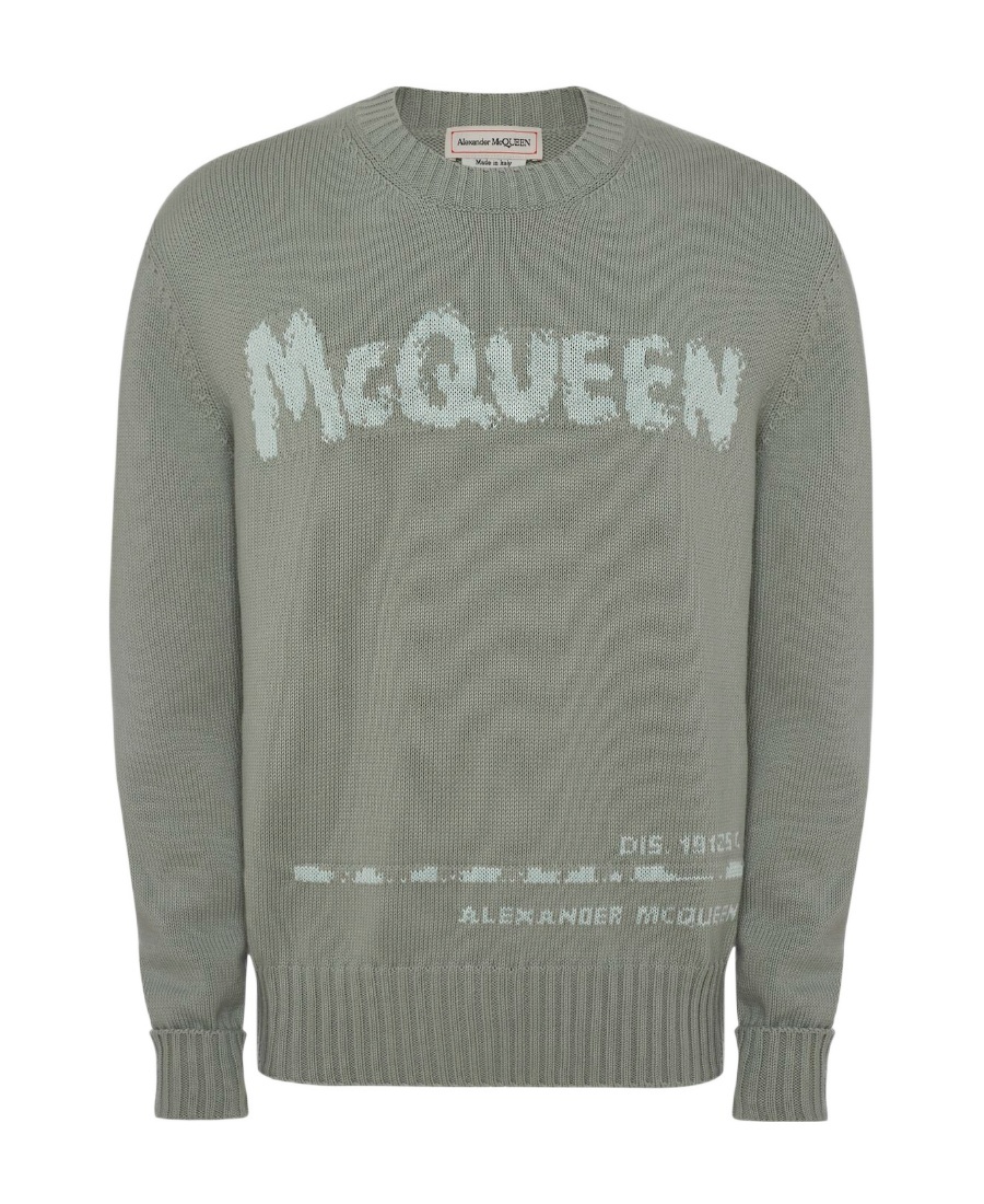 ALEXANDER MCQUEEN ALEXANDER MCQUEEN GRAFFITI LOGO INTARSIA KNITTED JUMPER