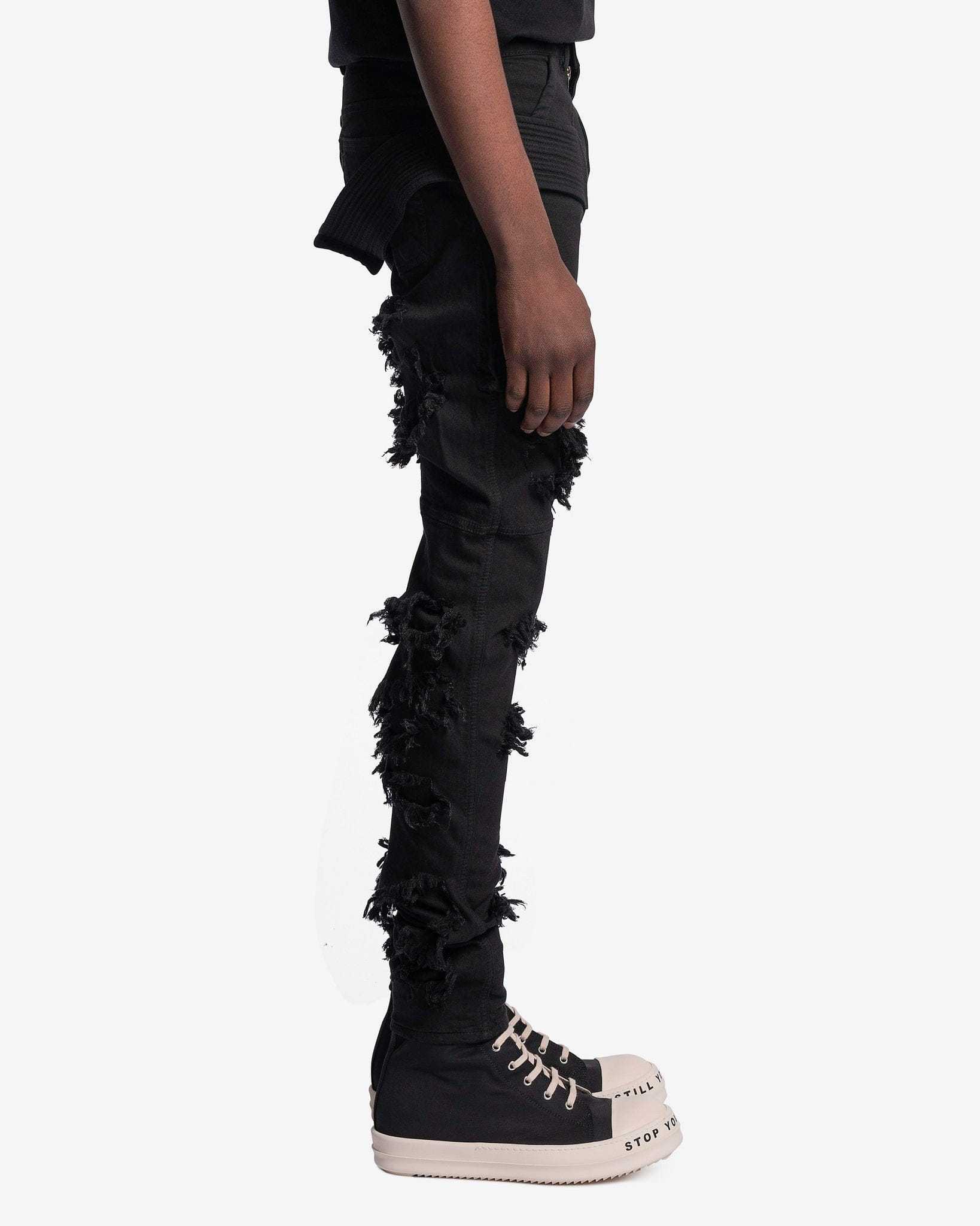 Rick Owens Drkshdw Pocket Imitation Old Denim Trousers In Black