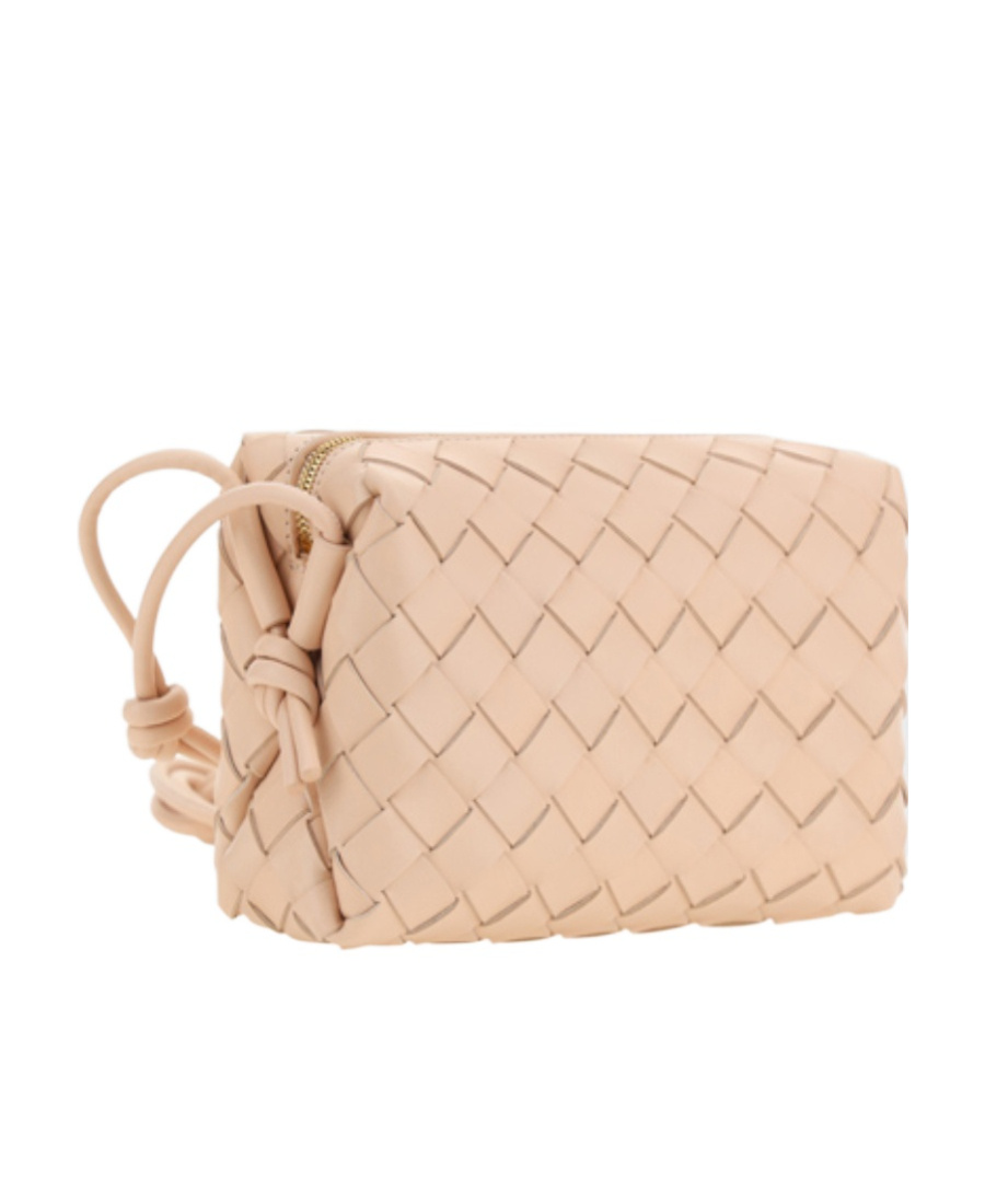 Bottega Veneta Loop Intrecciato Crossbody Bag In Nude