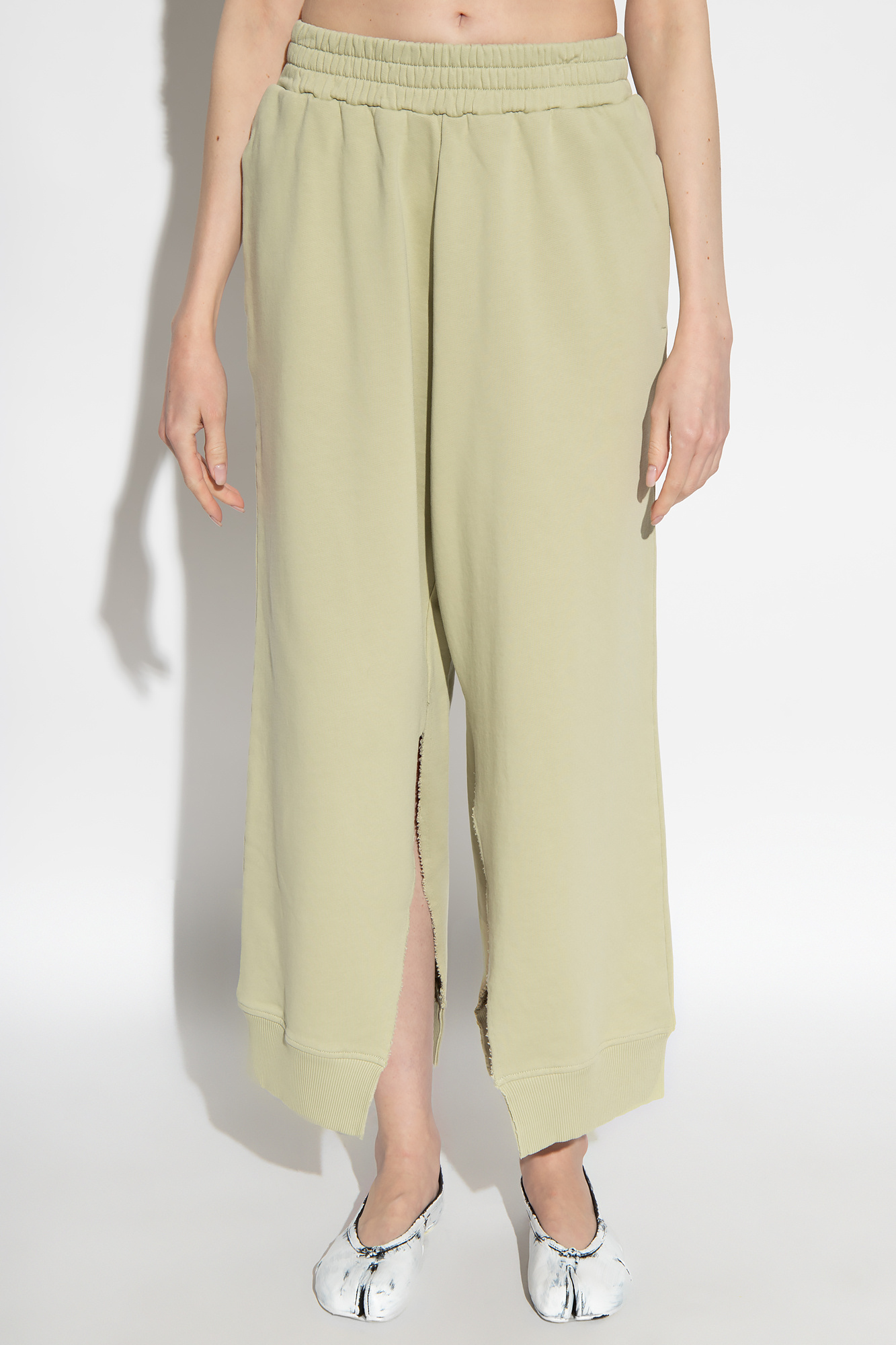 Shop Mm6 Maison Margiela Logo-tag Cotton Track Pants In Green