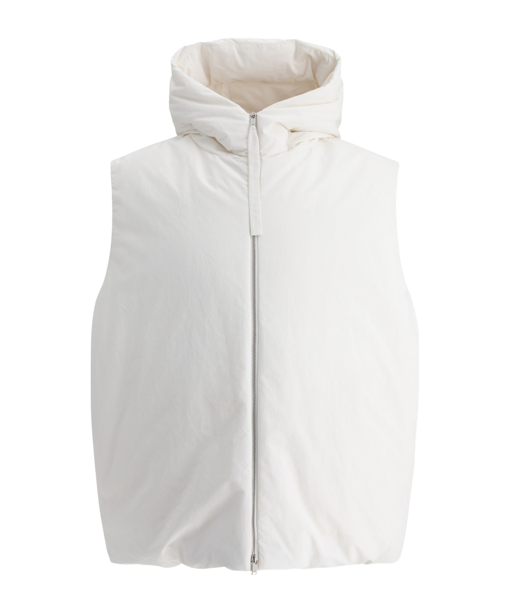 Jil Sander Padded Sleeveless Jacket With High Collar And Zip Closure In White