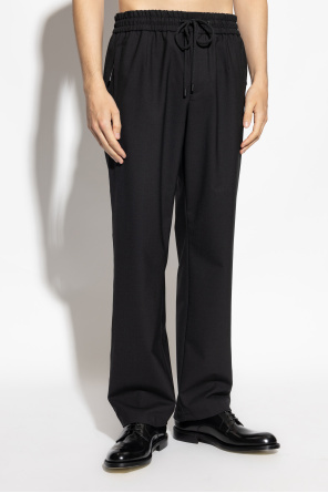 Dolce & Gabbana Drawstring Straight-leg Trousers In Black