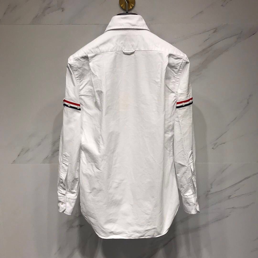 Thom Browne Oxford Button-down Shirt With Rwb Armbands In White