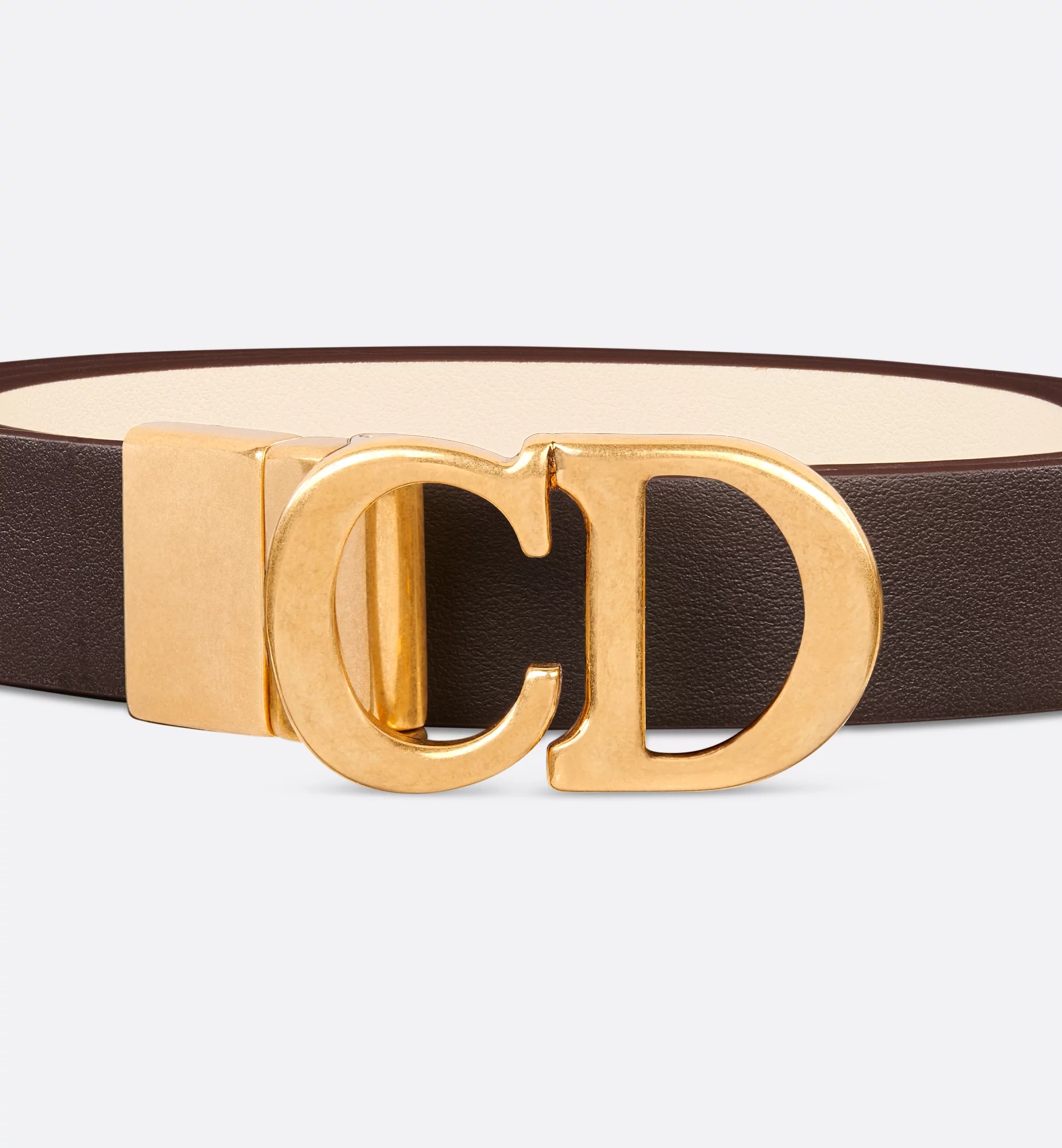 Dior Reversible Saddle Belt In Smooth Calfskin In Brown