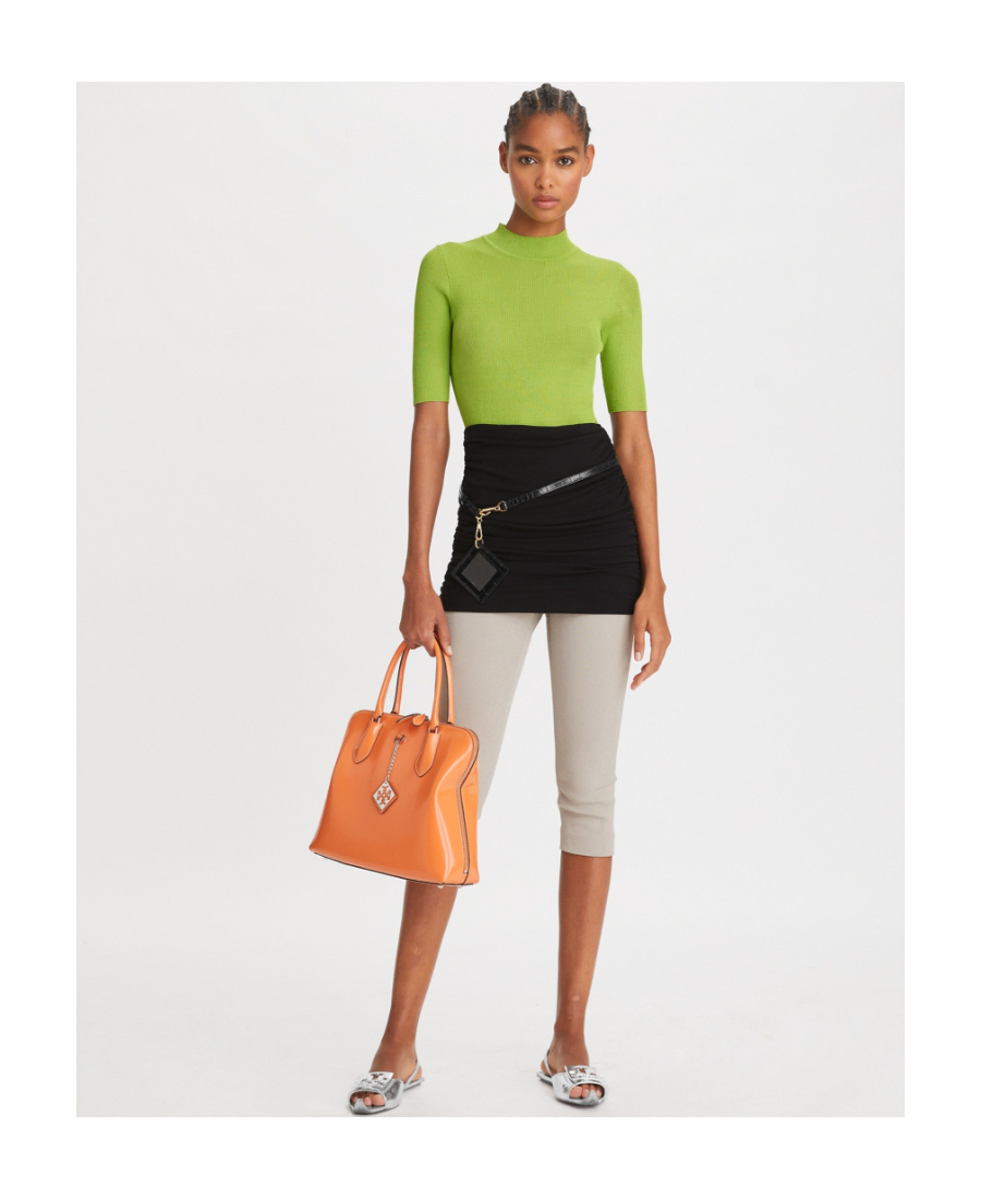 Tory Burch Ruched Viscose Miniskirt In Black