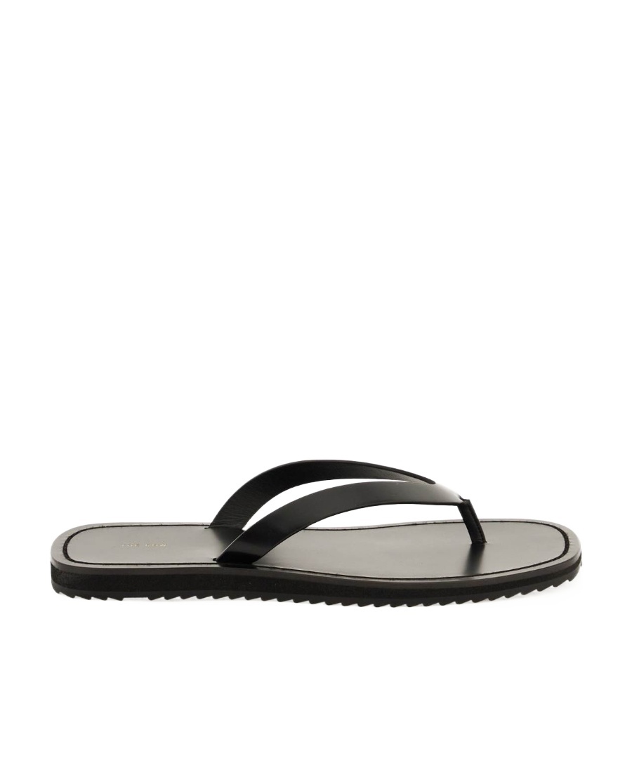 Shop The Row Thong-strap Leather Flip Flops In Black