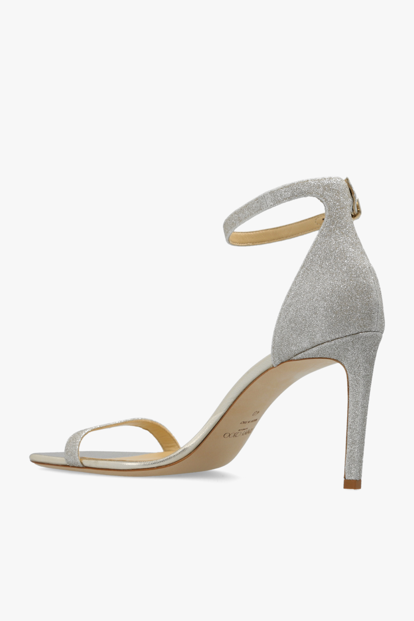 Jimmy Choo Platinum Ice Alva 85 Glitter Sandals In Nude