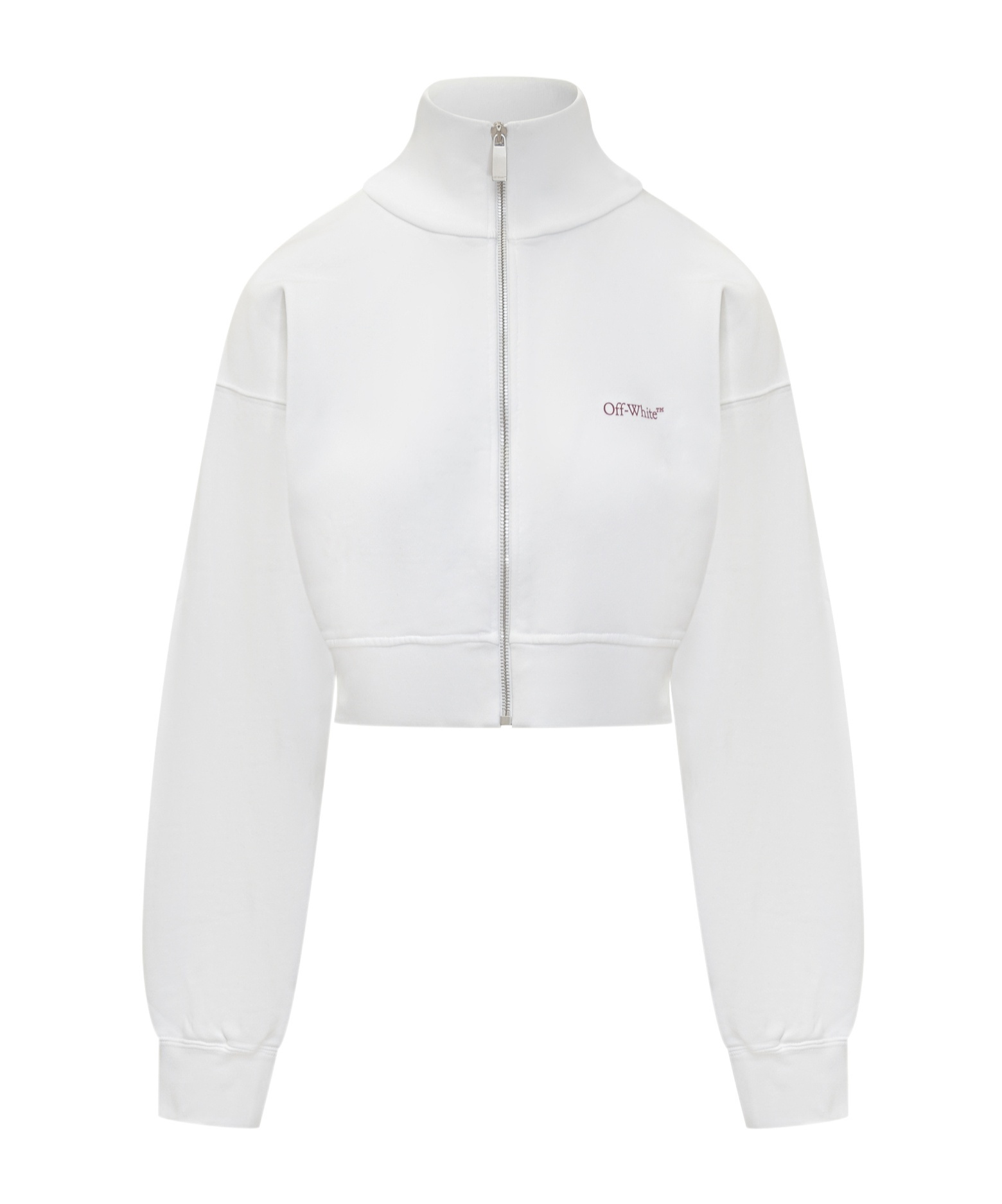 Off-white White Crop Sweatshirt With Logo And Arrow Print In White