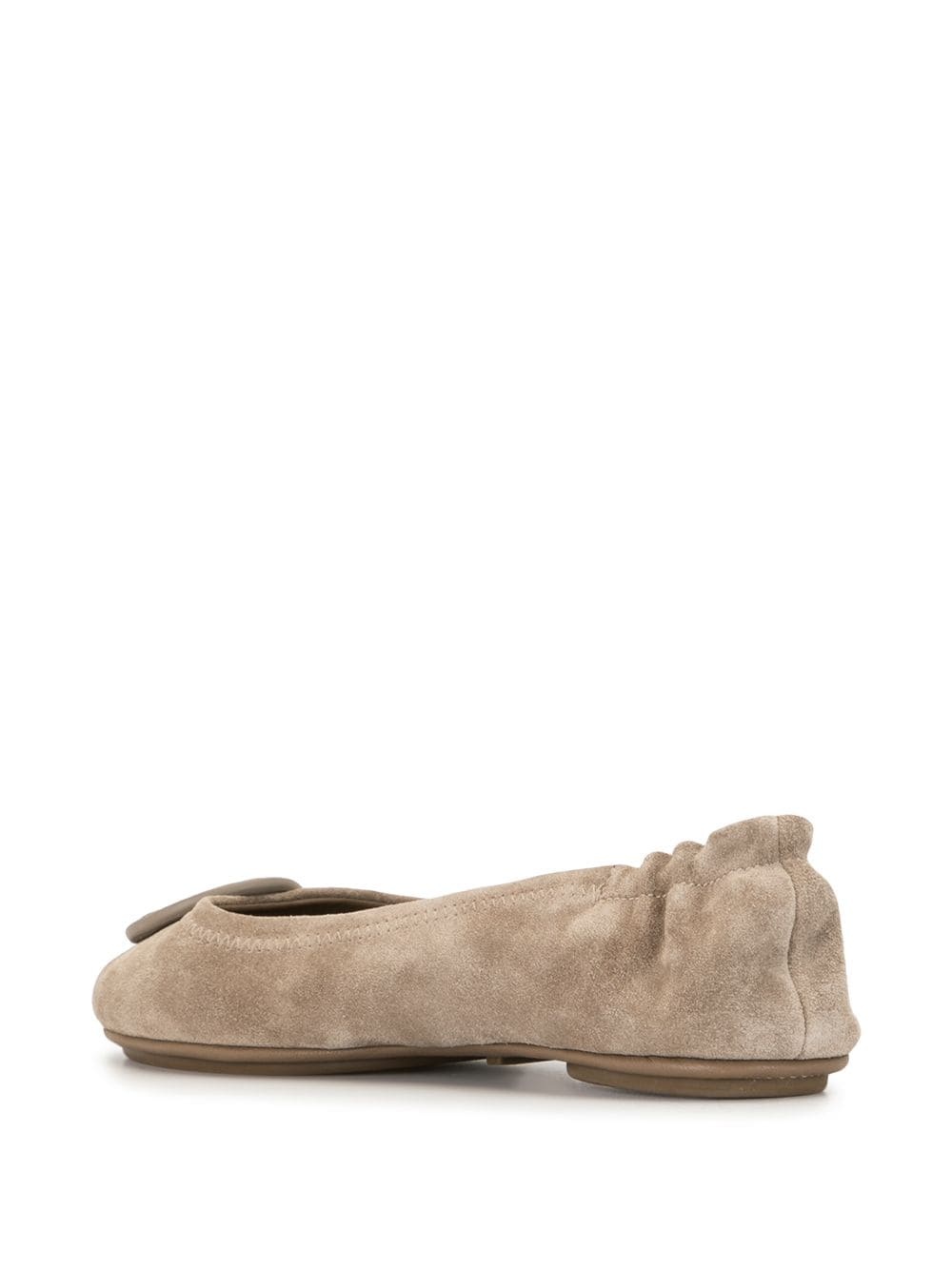 Tory Burch Claire Logo-plaque Ballerina Flats In Nude