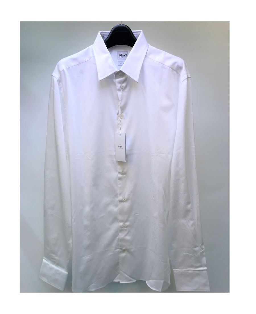 Armani Collezioni Long-sleeved Button-up Shirt In Gray