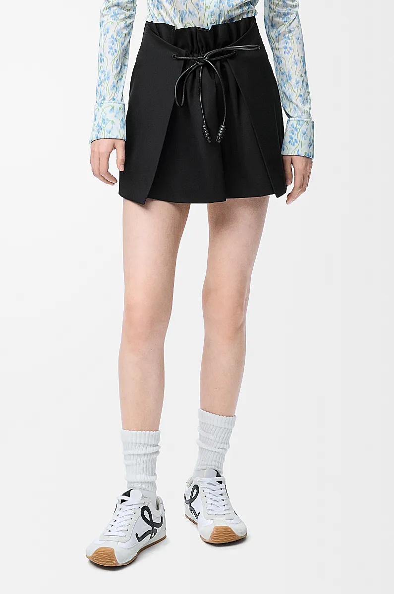 Loewe Cotton And Silk Gabardine Skirt Trousers Black In Black