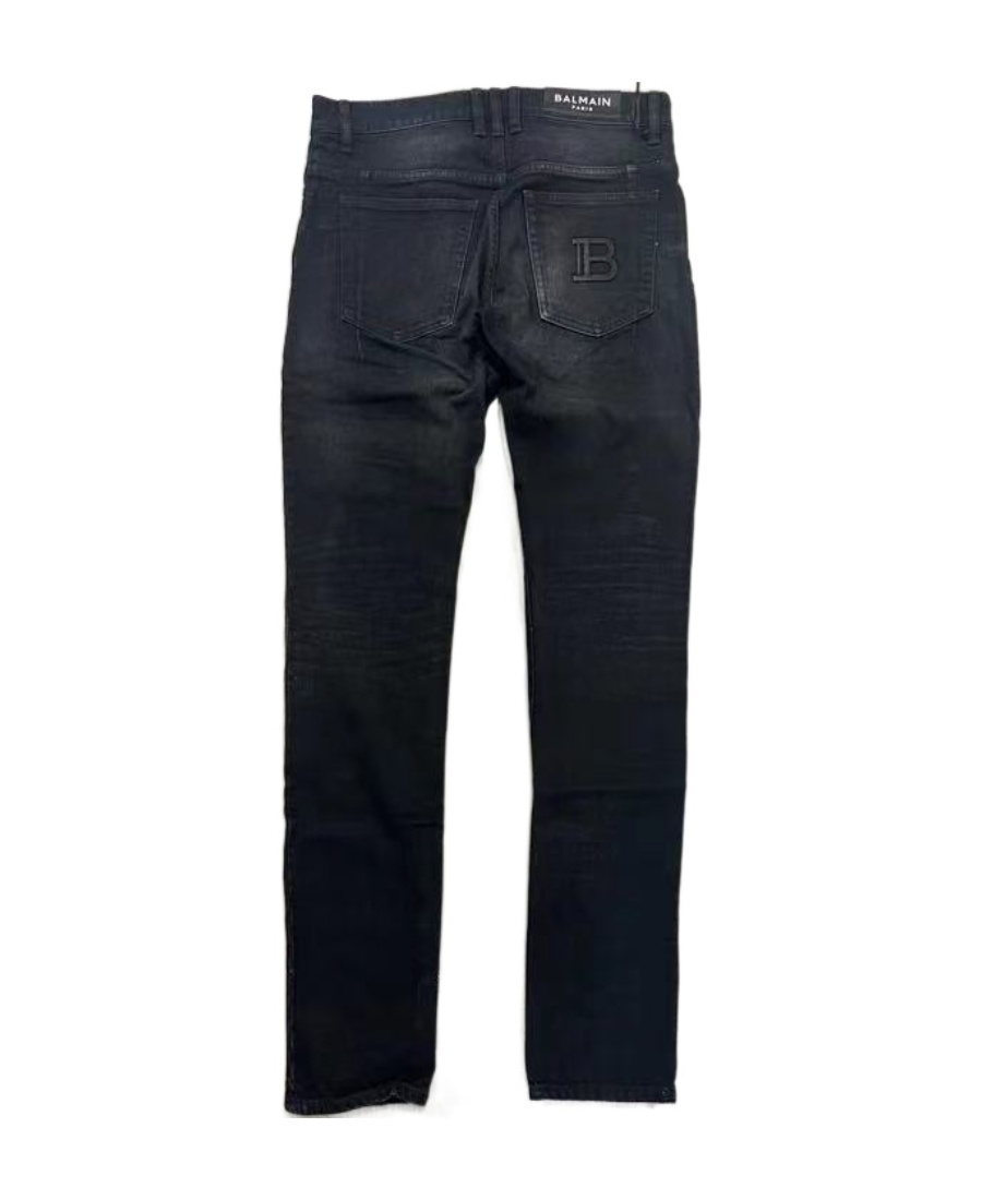 Balmain Black Denim Jeans With Wear Men In Black