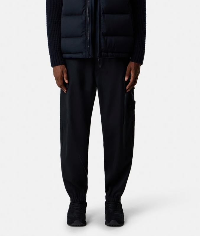 Stone Island Loose-fit Cargo Trousers With Elasticated Zipped Cuffs In Black