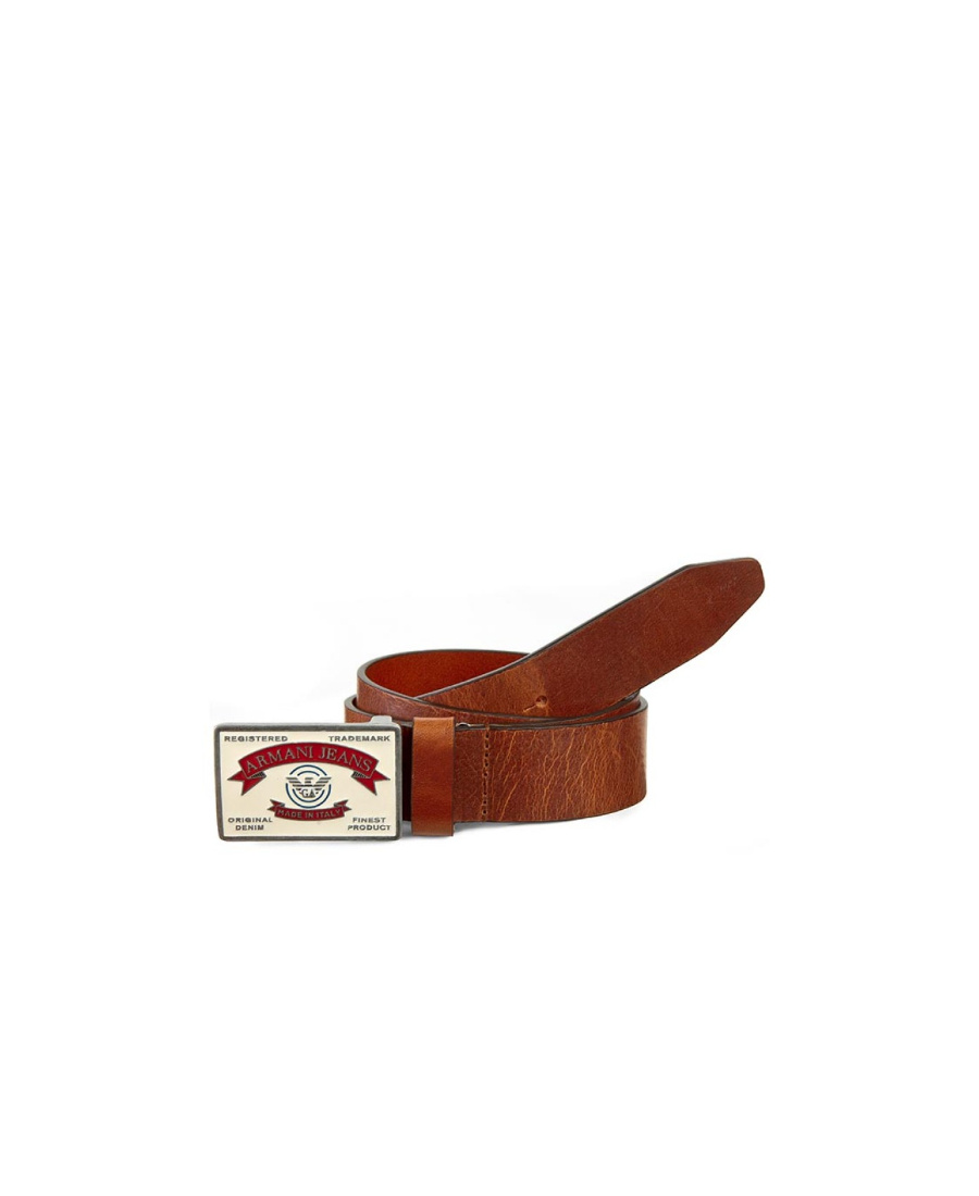 Armani Jeans Logo Belt In Brown