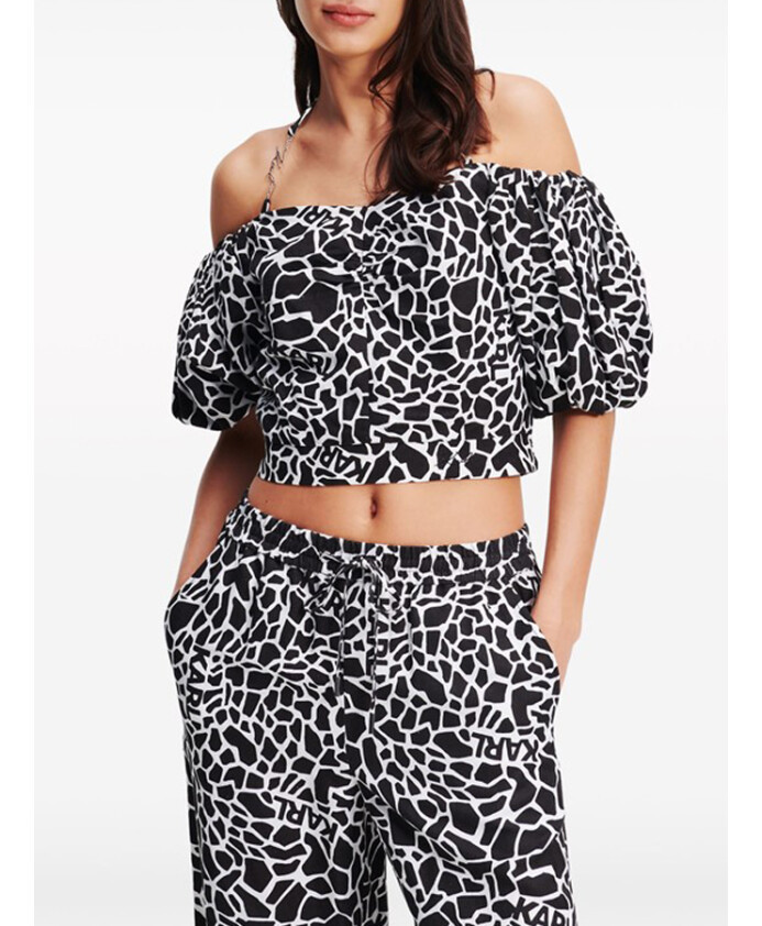 Shop Karl Lagerfeld Printed Blouse In Black
