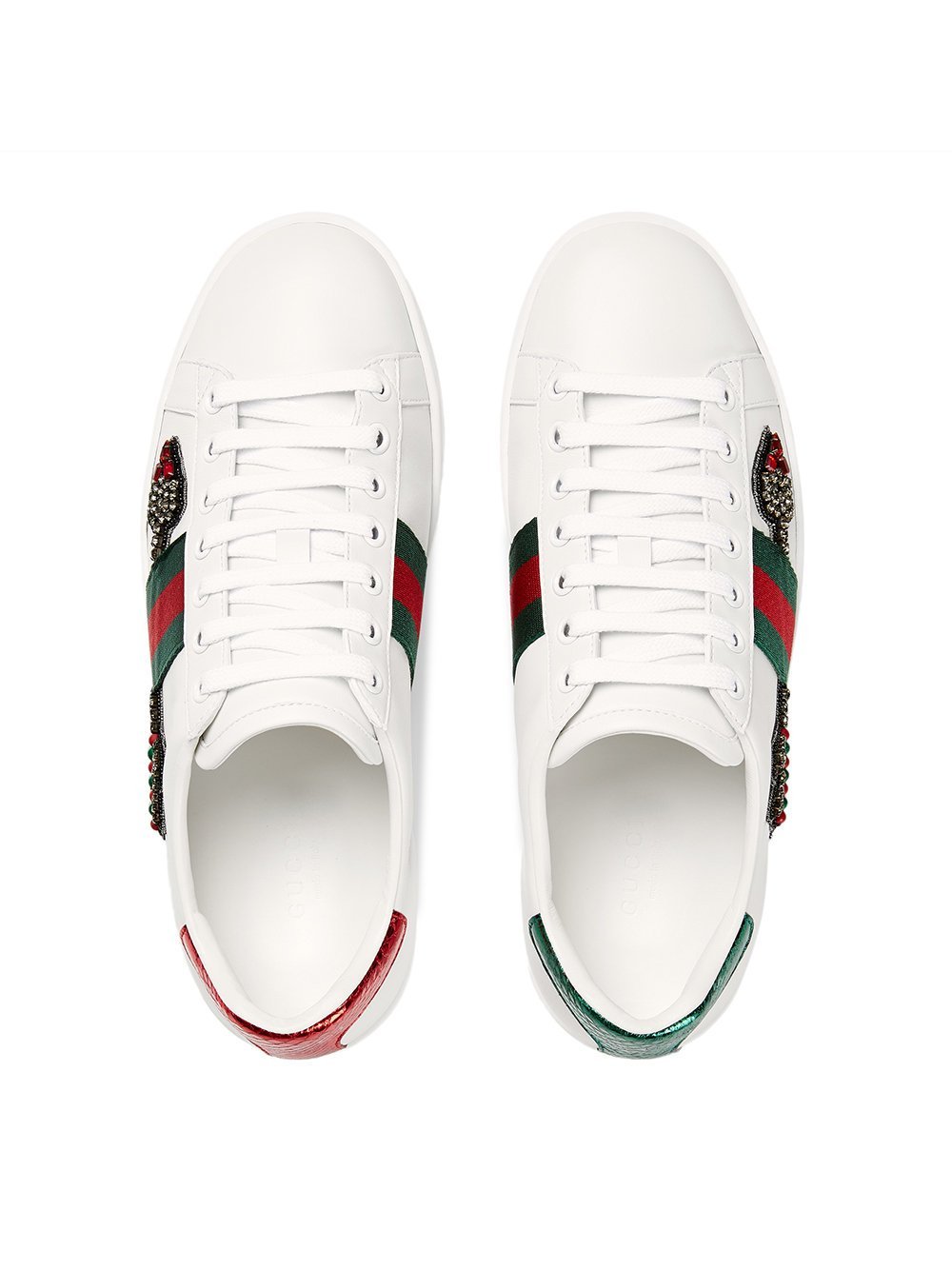 Gucci Ace Diamond-encrusted Leisure Sports Shoes In White
