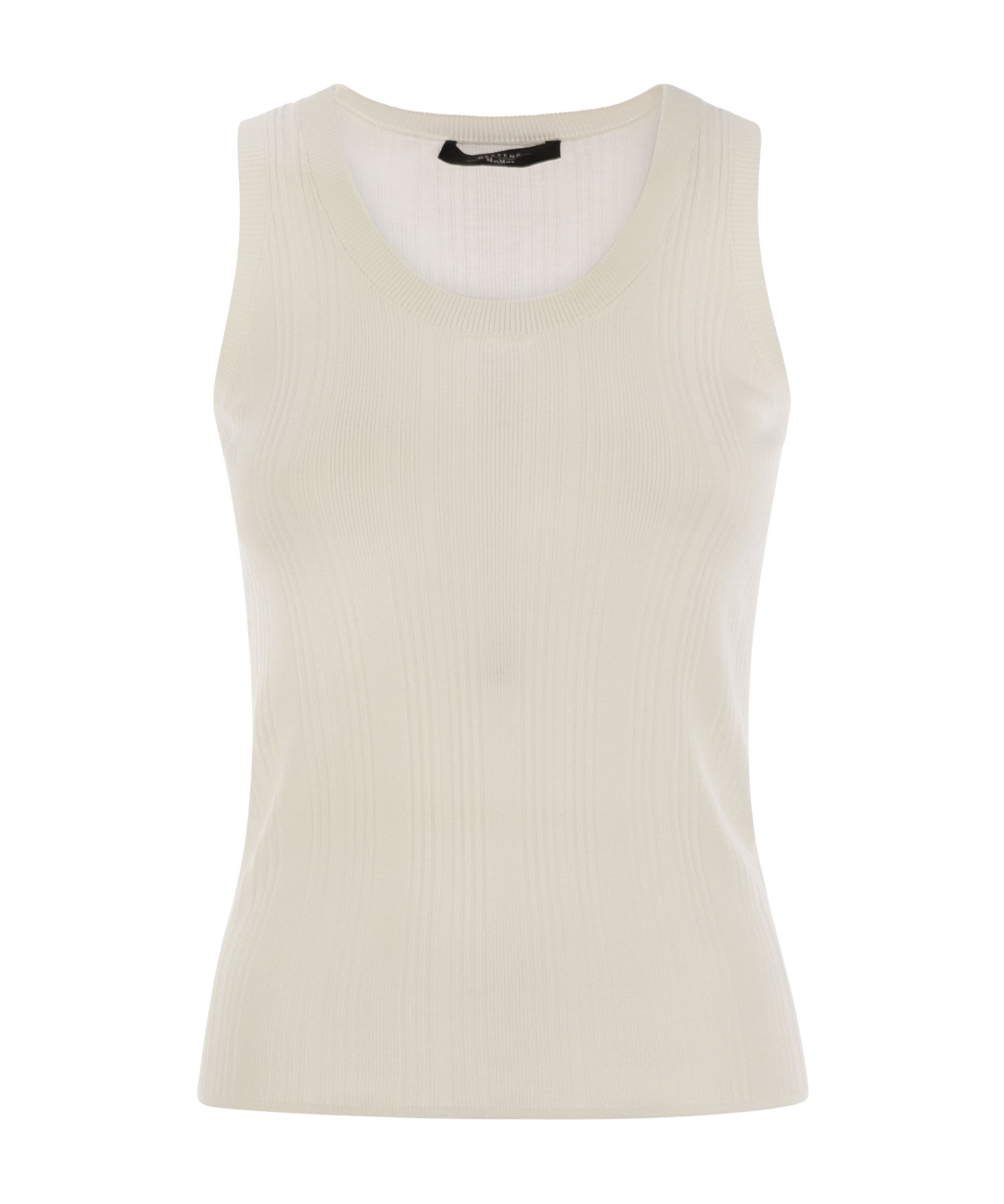 Weekend Max Mara Round Collar Sleeveless Vest In Nude