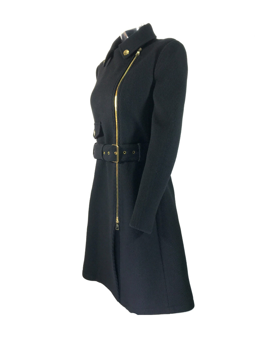 Moschino Oblique Cardigan Zipper Coat In Black