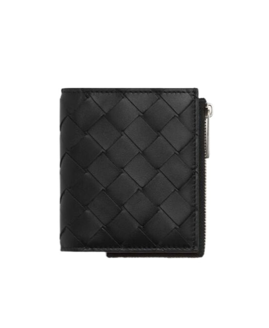 Bottega Veneta Intrecciato Bi-fold Wallet In Black