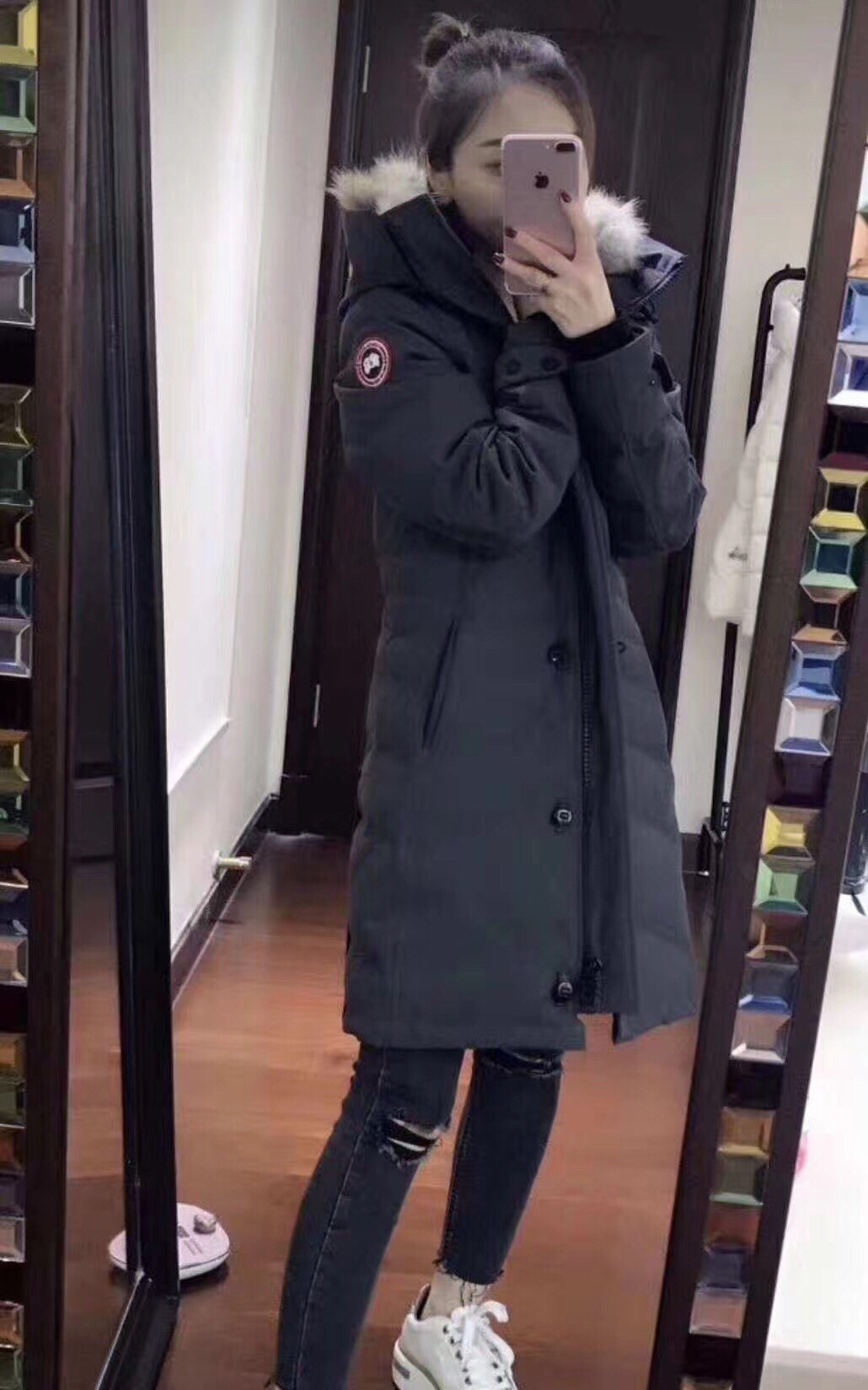 Canada Goose Mystique Parka Coat In Black