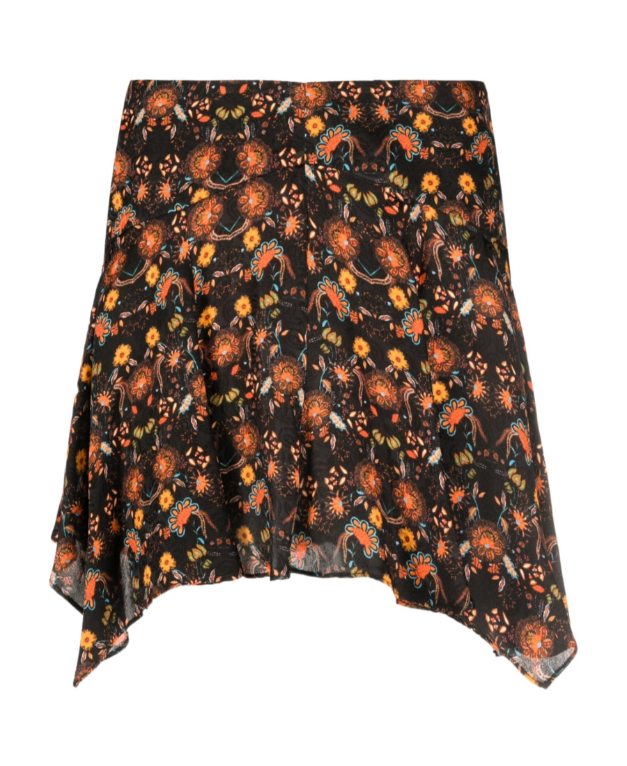 Isabel Marant Floral-print Asymmetric Skirt In Black