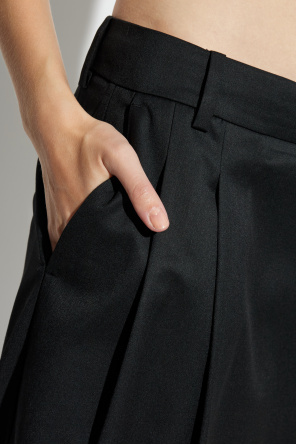 Ganni Pleated Casual Pants In Black