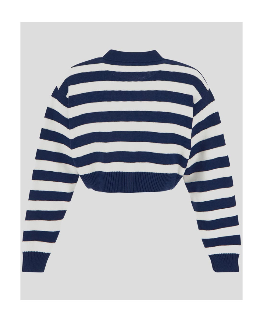 Kenzo Nautical Stripes Cropped Cardigan In Blue