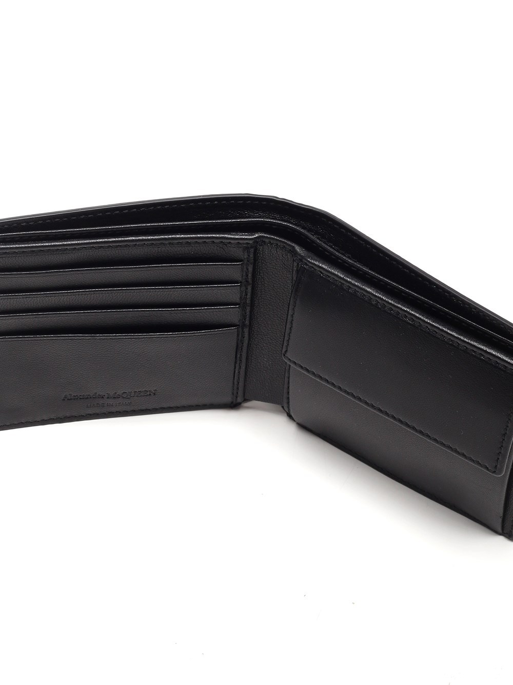 Alexander Mcqueen Embossed Skull Charm Wallet In Black