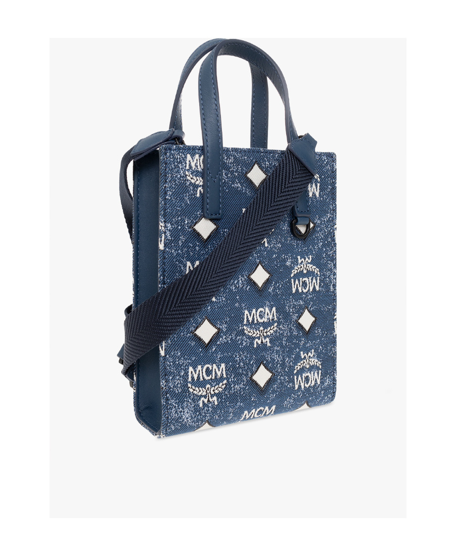 Mcm One-shoulder Bag With Chinese Characters In Blue